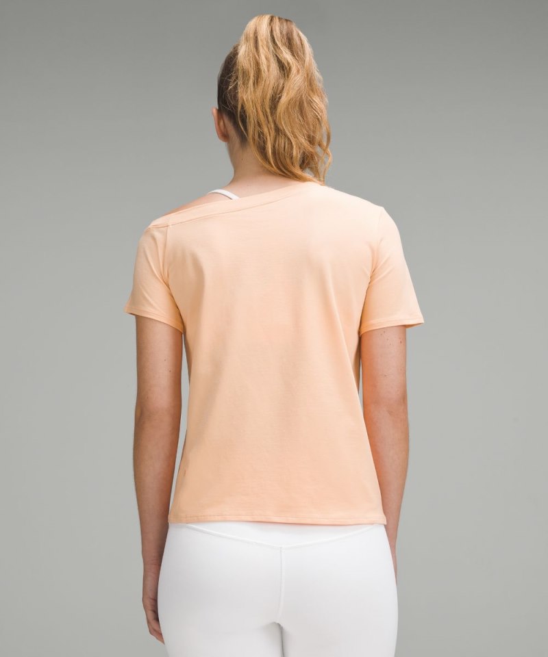 Lululemon Off-The-Shoulder Cotton T-Shirt Peach Bellini Online Outlet Sale