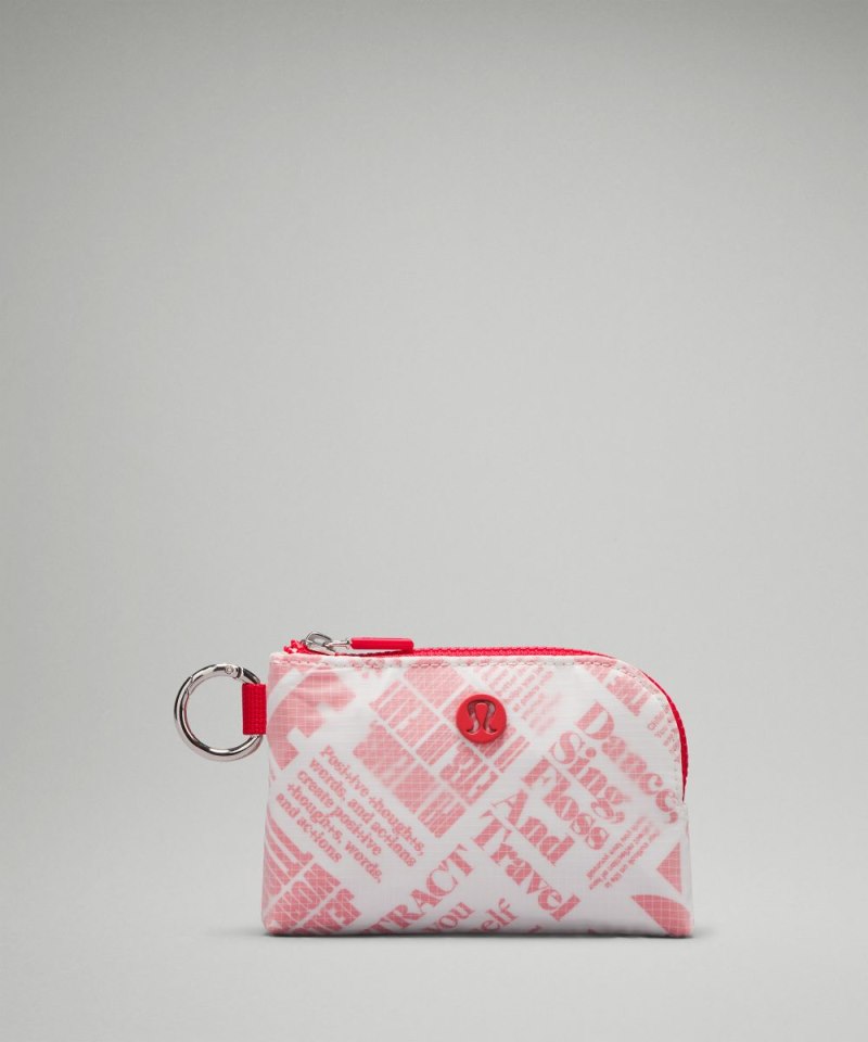 Lululemon Clippable Card Pouch *Manifesto Print White / Lulu Red Online Outlet Sale