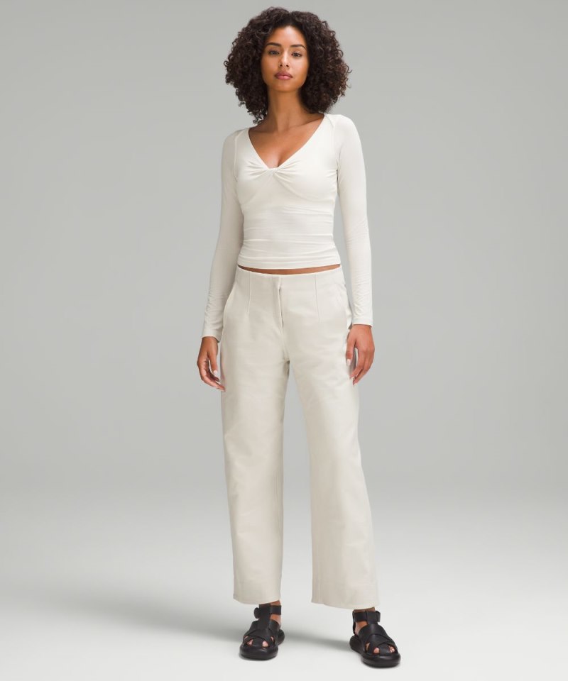 Lululemon Modal-Silk Blend V-Neck Long-Sleeve Shirt Bone Online Outlet Sale