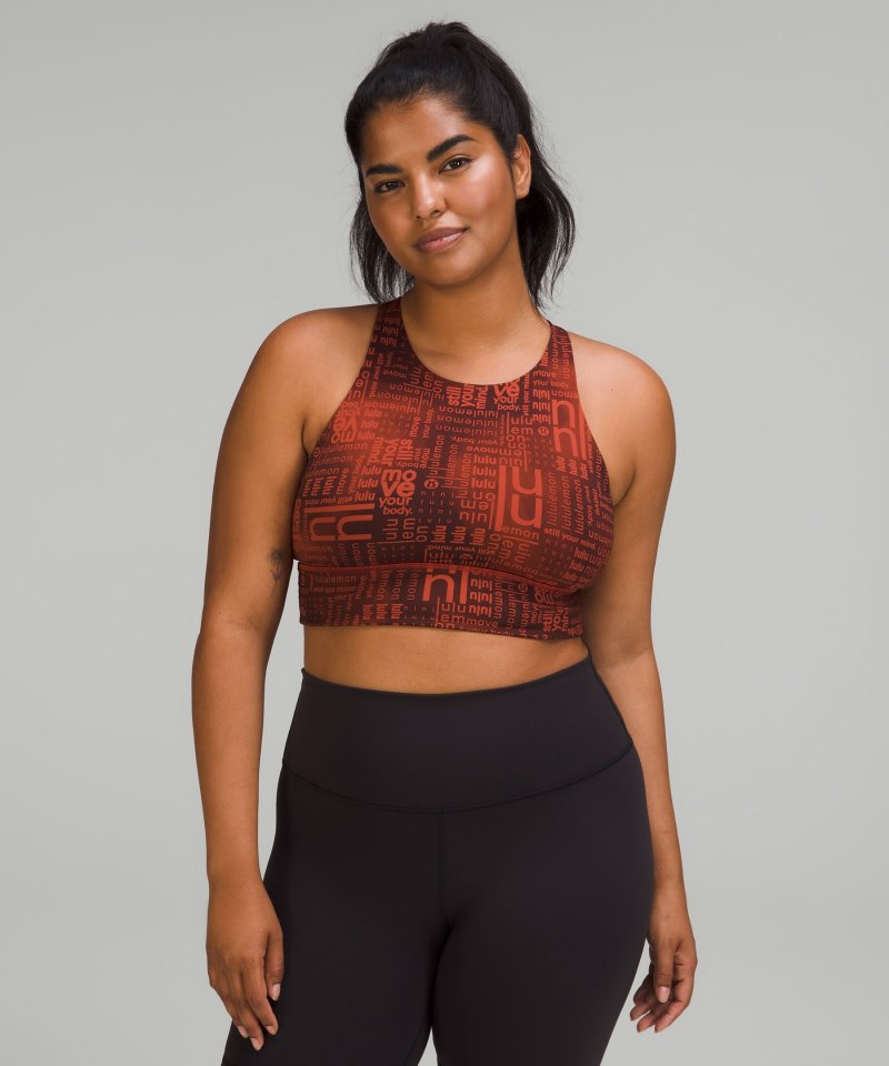 Lululemon Energy High-Neck Longline Bra *Medium Support, B–D Cups Lululemon Ombre Red Multi Online Outlet Sale