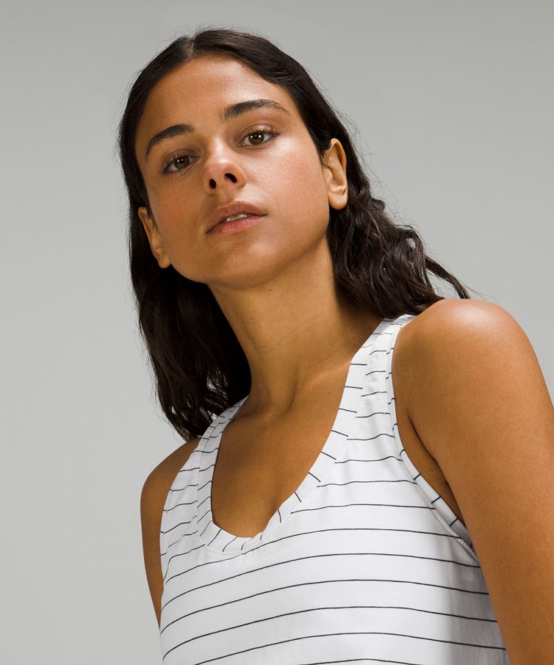 Lululemon Love Tank Top Short Serve Stripe White Black Online Outlet Sale