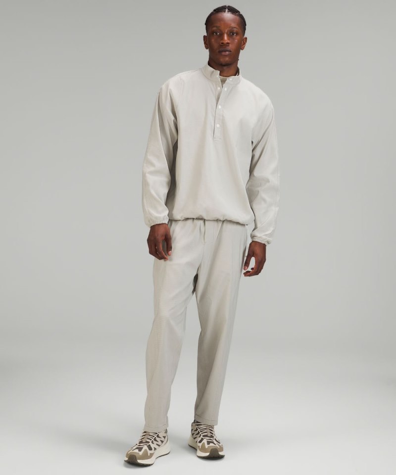 Lululemon lab Woven Long-Sleeve Henley Nano Check Antique White Riverstone Online Outlet Sale
