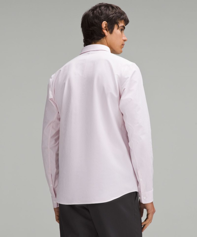 Lululemon New Venture Slim-Fit Long-Sleeve Shirt Inline Stripe White Heathered Pink Peony Online Outlet Sale
