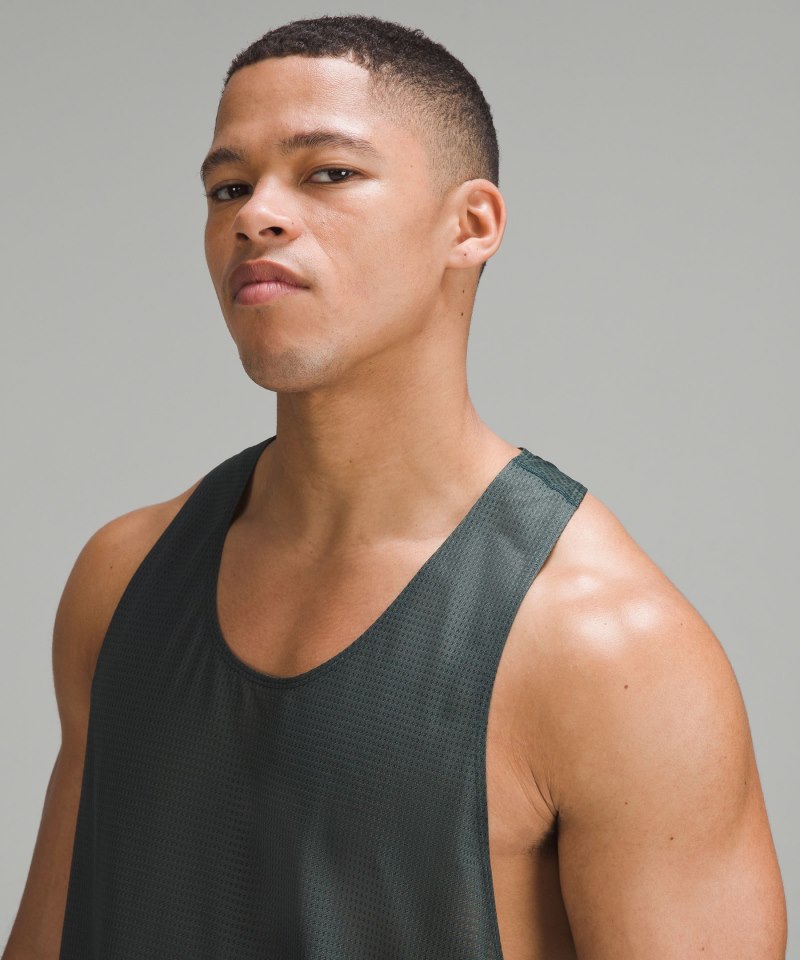 Lululemon lab Grid Mesh Singlet *Graphic Sea Steel Online Outlet Sale